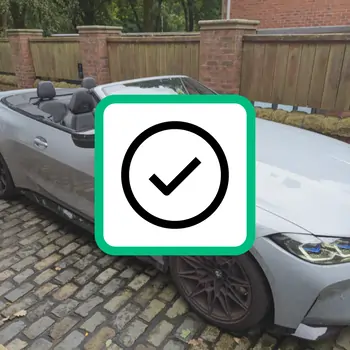 Convertible car with check mark icon