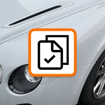 Close-up of a car with document check icon