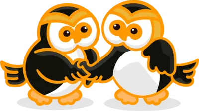 Owls shaking hands representing trust and verified ownership