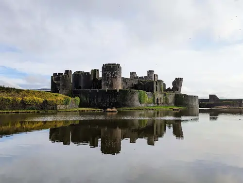 Caerphilly Castle, a historic landmark in Mid Glamorgan