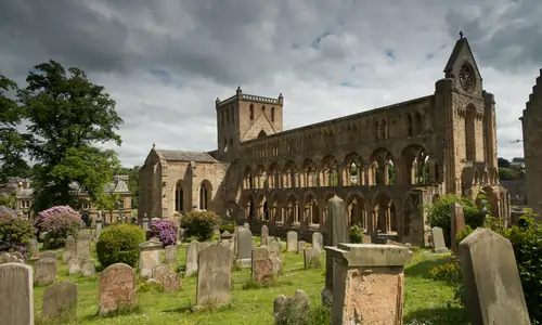 Jedburgh Abbey, a historic landmark in Roxburghshire